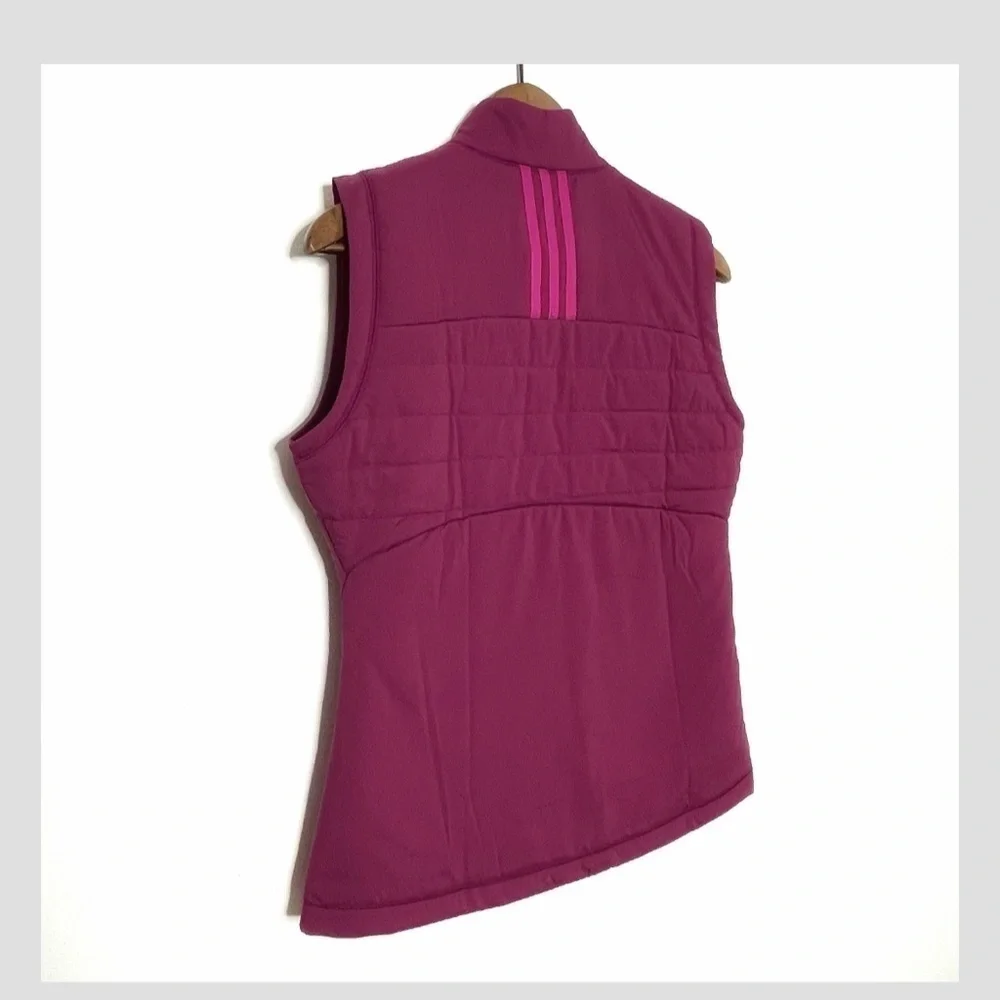 Adidas Clima Warm Down Fleece Lined Vest Zip Front Zip Pockets Wine Berry Pink